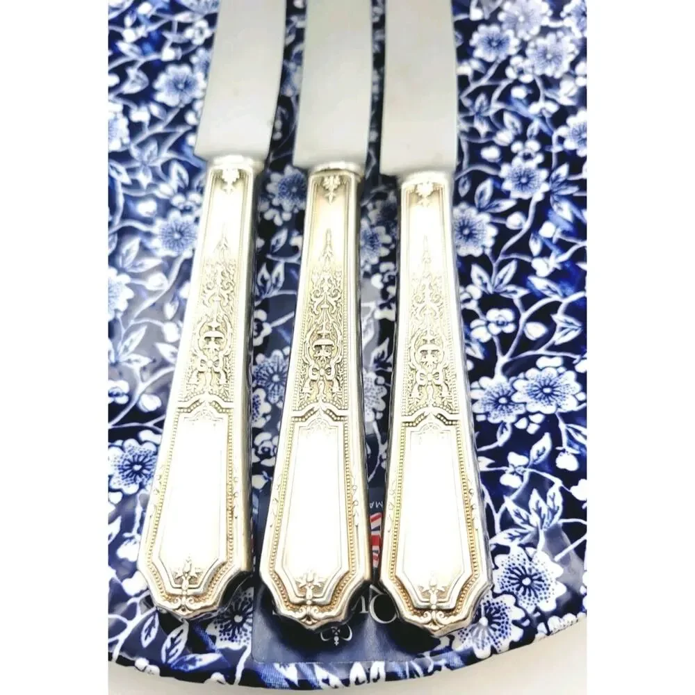 1847 Rogers Bros Ancestral Silverplate Set of 3 Dinner Knives Discontinued